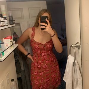 Sweet Fling Mini Dress Fuchsia Pink Print